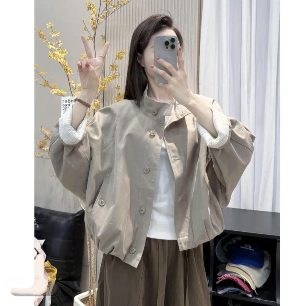 Women's European-Style Stand Collar Trench Coat - 2025 Casual and Loose Fit