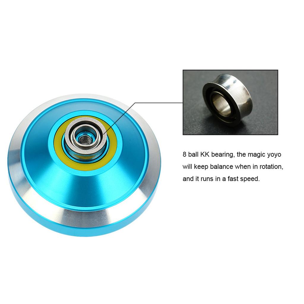 Professional Magic Yoyo N8 Aluminum Alloy Metal Yoyo 8 Ball KK Bearing with Spinning String for Kids Blue