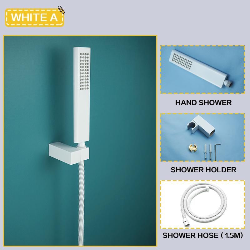 Brass White Handheld Shower Head Bathroom Round and Square Adjustable Stand Handheld Shower Head Wall Mounted Faucet Accessories