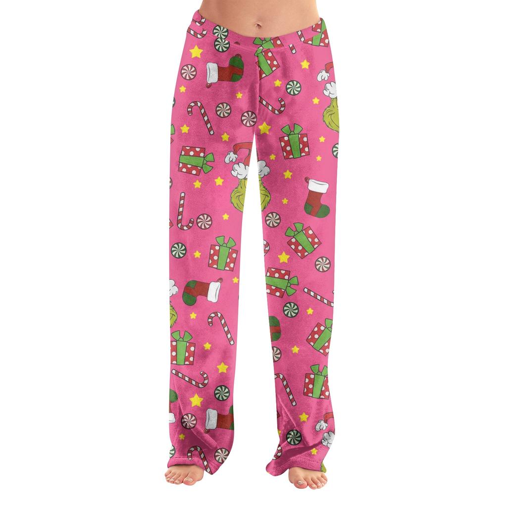 Women's Christmas Print Pants, Casual Pajama Bottoms for Holiday Wear