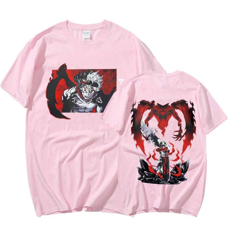 Japansk Anime Black Clover T-shirt Asta Dubbelsidig grafisk T-shirt Harajuku Summer Casual Cotton Oversized T-shirts Par