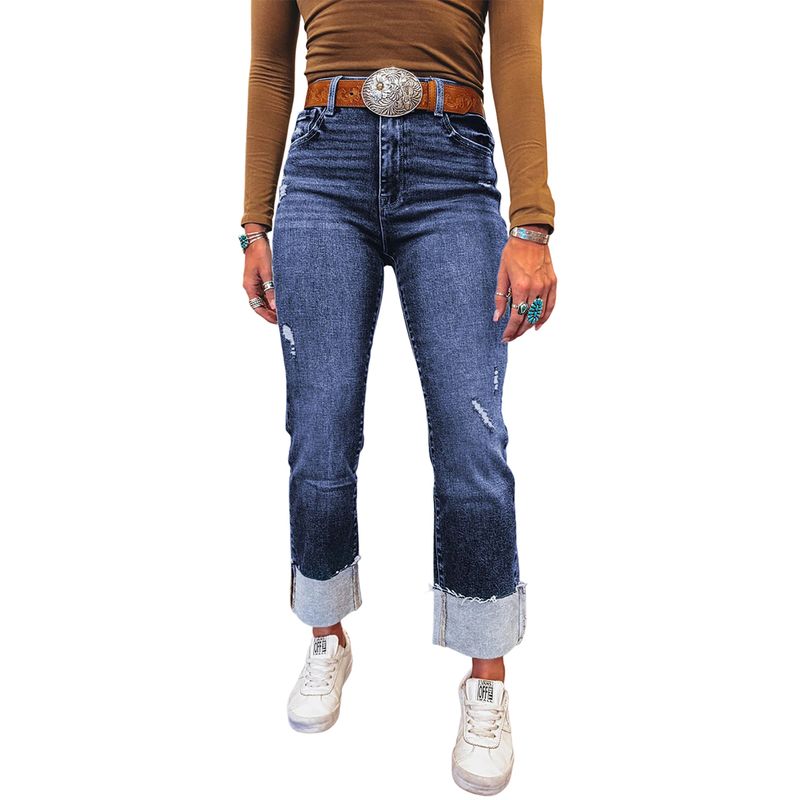American Shiying Retro Washed Distressed Jeans Women 2025 Summer New Slim fit High Waist Straight Pants Women