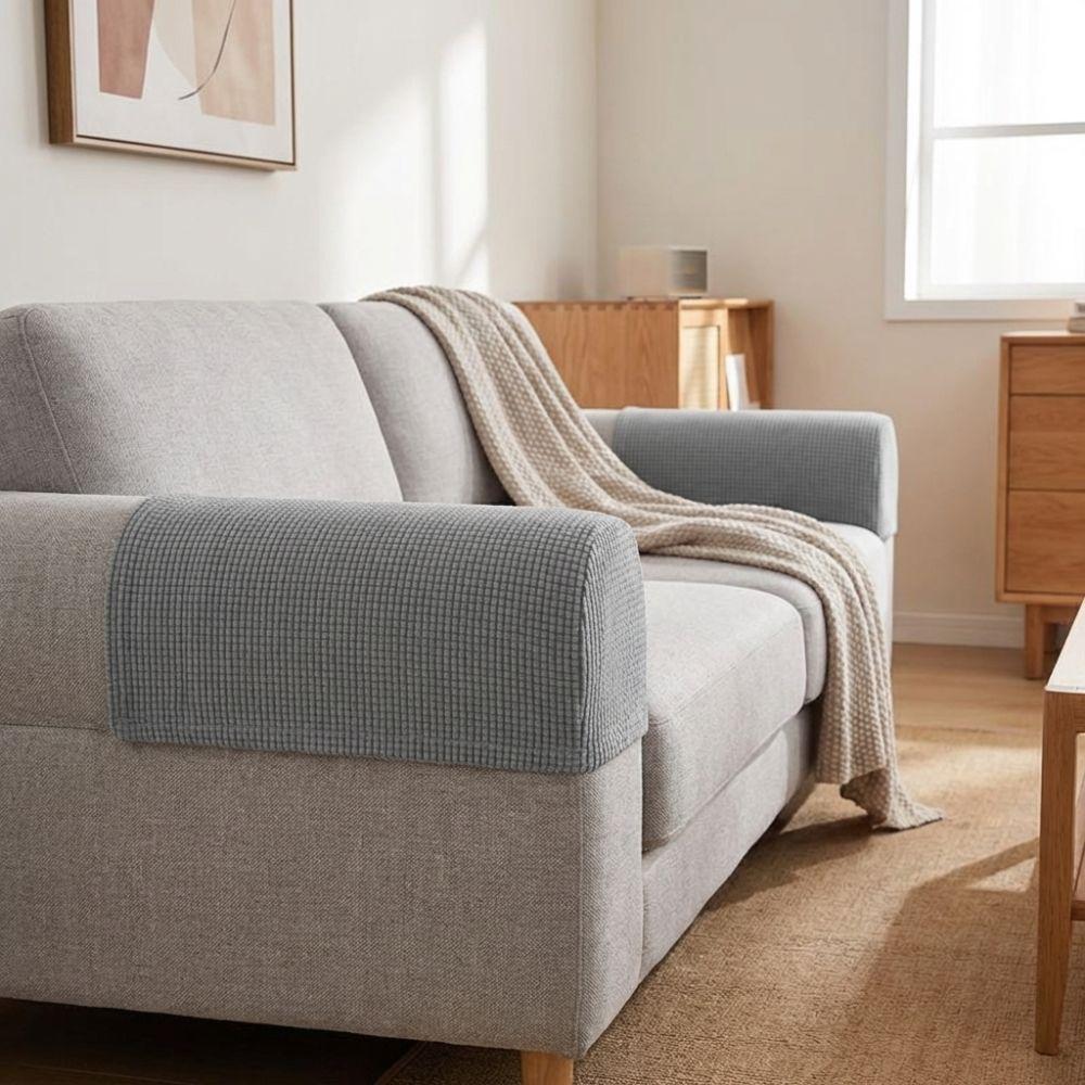 2Pcs Dust-Proof Jacquard Sofa Arm Covers Elastic Stretch Armchair Slipcovers  Chairs
