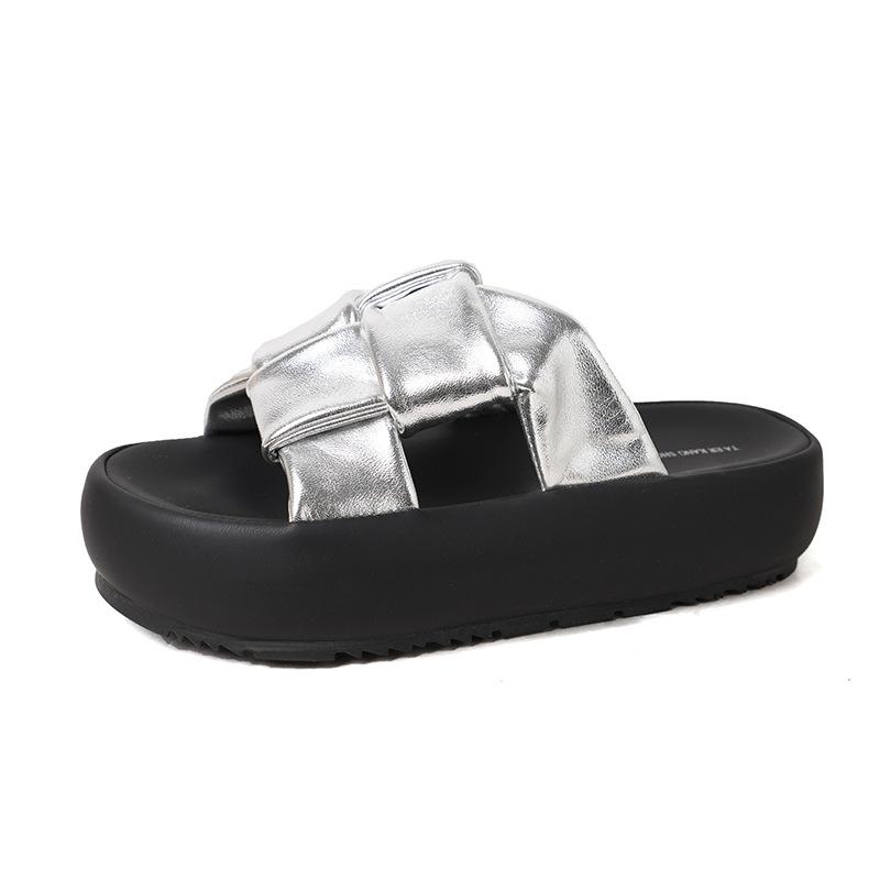 Fan Jieya Platform Slippers Versatile 24 Spring and Summer New Fashion Women's Shoes One-word Sandals Soft Sole Wear Beach Sandals