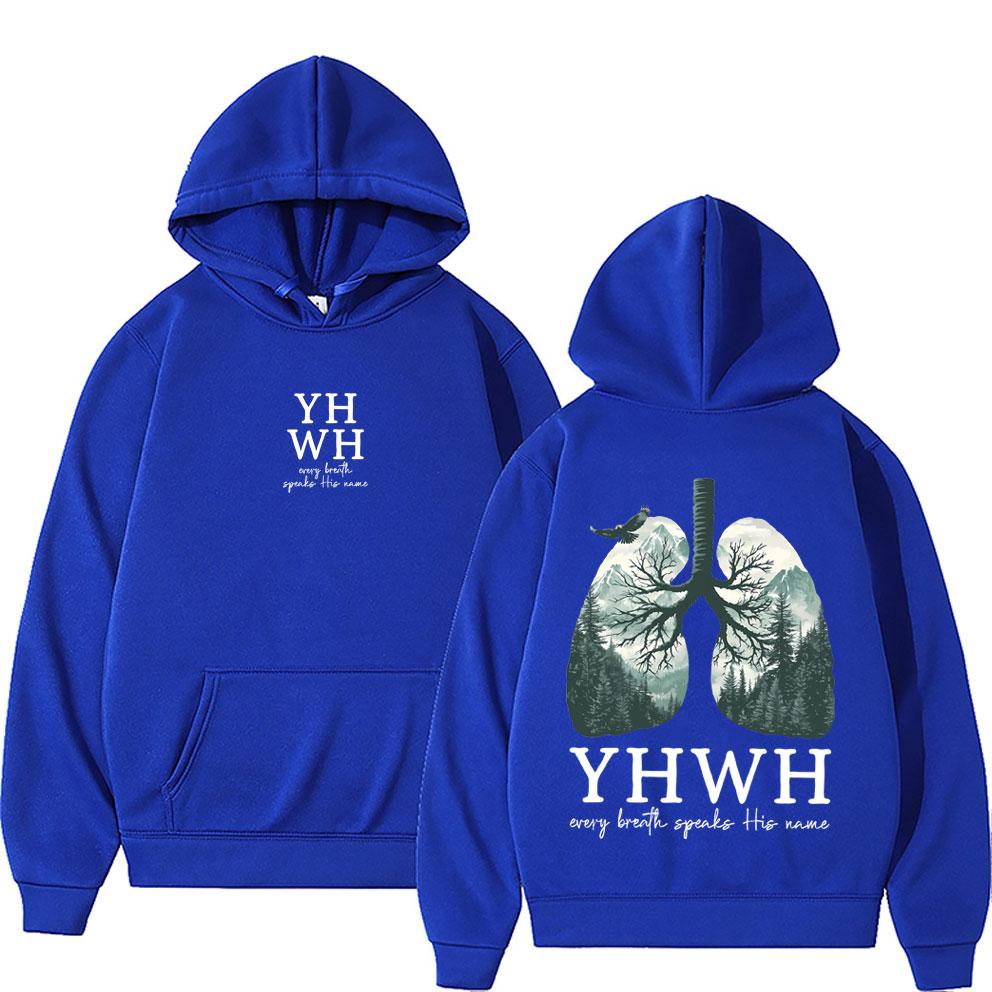 YHWH Lungs Christian Hoodie Every Breath Speak His Name Pullover Men Women Casual Fleece Cotton Hoodies Streetwear