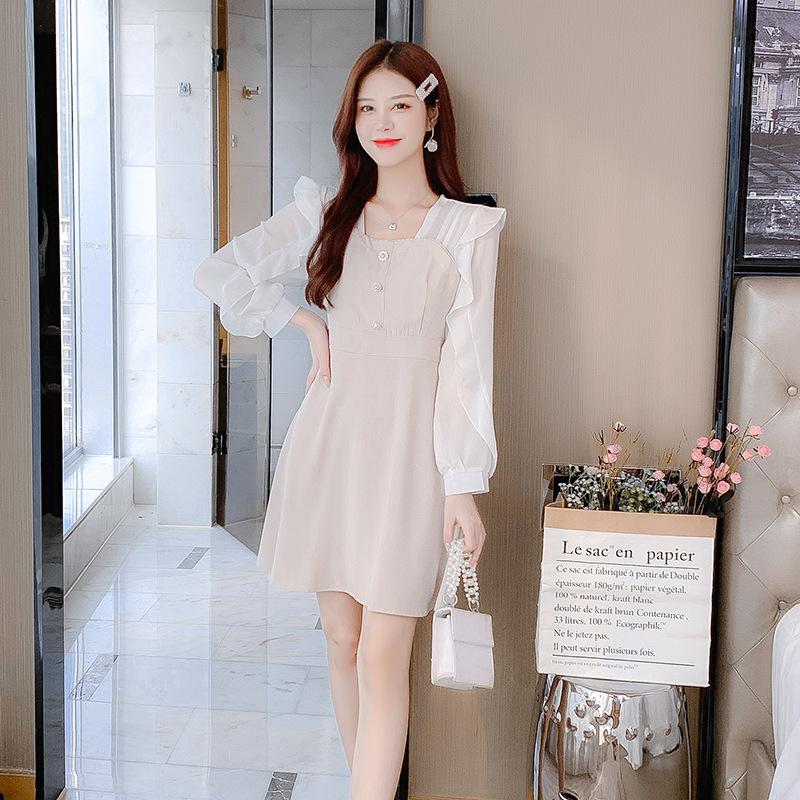 

Леди Фан Платье с рукавами «летучая мышь», высокой талией, облегающее, длинное, ретро-платье, женское, весеннее 2XL абрикосовый