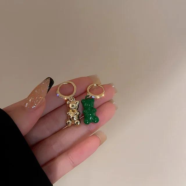 Cute Acrylic Candy Gummy Bear Dangle Earrings for Women Rainbow Bear CZ Hoop Earrings 2022 Korean Fashion Sweet Girl Zircon