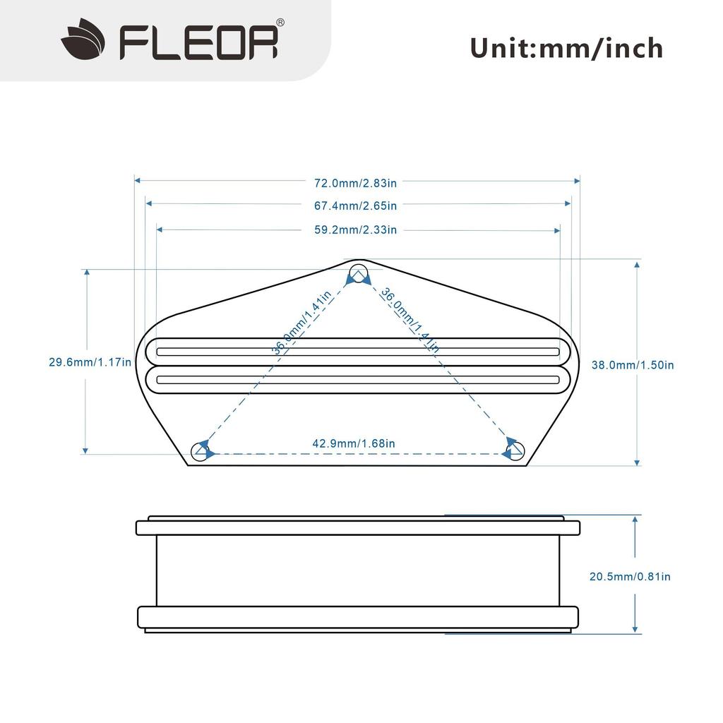 FLEOR Alnico 5 Tele Hot Rail Humbucker Bridge Fits Fender Tele Guitar Parts Pickup, Pickup, 9-10K,