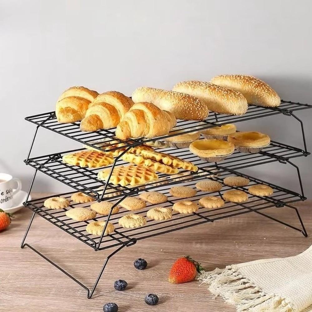 Non Stick Cake Cooling Rack 3 Layer Barbecue Shelf Dry Cooler Baking Tray  Oven