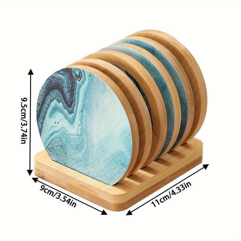 

Набор подставок – Подставка с 6 отверстиями, 2 круглые «волна», 2 круглые бирюзовые, 2 круглые «мрамор», бамбуковые, водонепроницаемые, простой элегантный дизайн с различными узорами 1set/6pcs