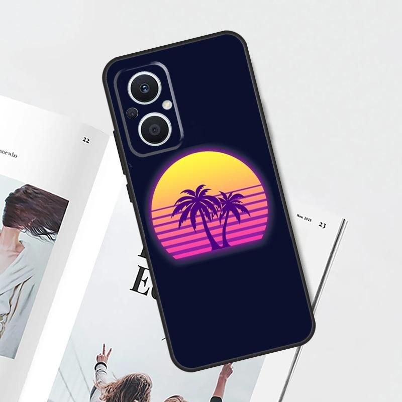 80s Retrowave Neon Palms Tree Funda For OPPO Reno 10 Pro 8 4 5 6 7 Lite 8T 4Z 5Z OPPO Find X5 Pro X3 X2 Neo X6 Pro Case