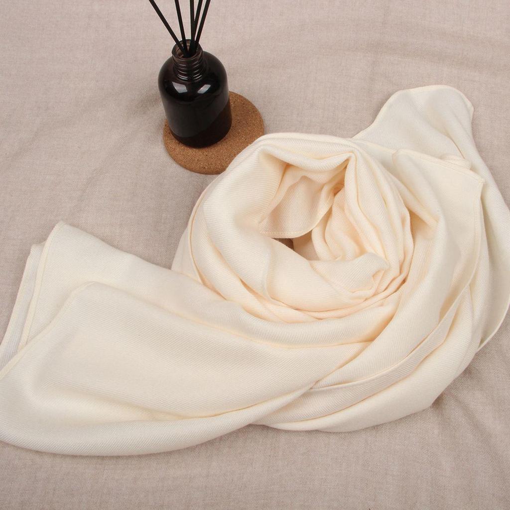 Pure White Medium-Thickness Soft Skin-Friendly Unisex Scarf Shawl