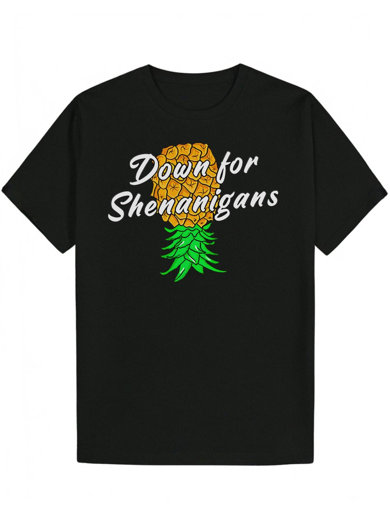Crew Neck Polyester T-shirt - for Shenanigans Pineapple Graphic XXL