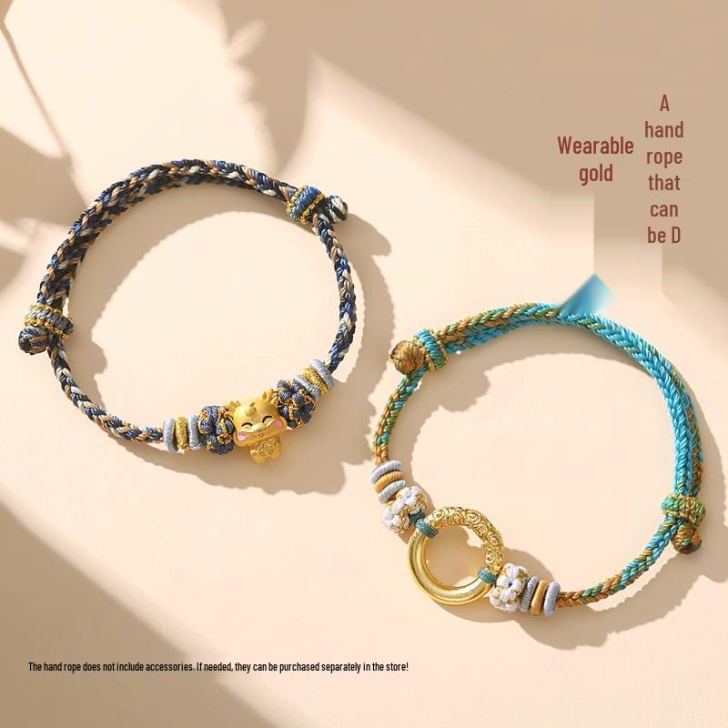 Achtsträngige handgeflochtene Kordel mit Panchang-Knoten für Damen-DIY-Schmuck - Goldener, Bernstein- oder Jadepfad.