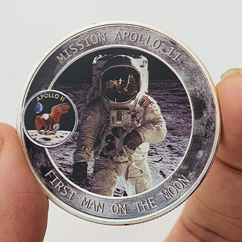 Americký astronaut Apollo, pozlacená malovaná pamětní medaile, hračka, vesmírná zlatá mince, mince astronauta, pamětní mince