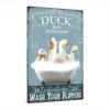 1pc Vintage Metal Tin Sign, Duck & Co. Bath Soap 19 Established 59 Wash Your Flippers, Wall Art Decor for Home Farmhouse Toilet
