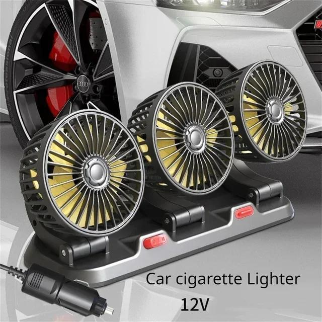Car Fan Three-Head Automotive Electric Fan USB/12V/24V Fan 2 Speeds Car Silent Fan for Truck Car SUV RV Tent Auto Vehicles