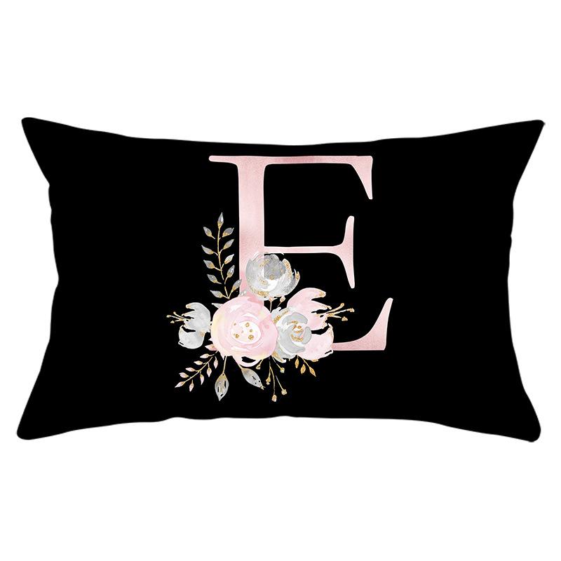 New Black Crown Letter Waist Pillow Cover for Home Peach Skin Sofa Waist Cushion Cover Car Cushion Cover