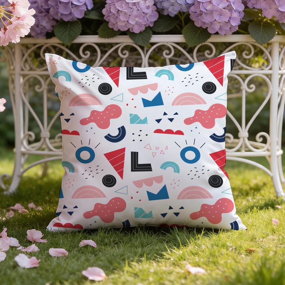 M-Memphis Seamless Patterns Cushion Cover Home & Car Dual-Scene Pillow Cover: Reversible for Premium Comfort