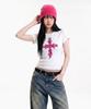 UNDEROFF Stretch Cotton Slim Short Sleeve T-Shirt Cross White