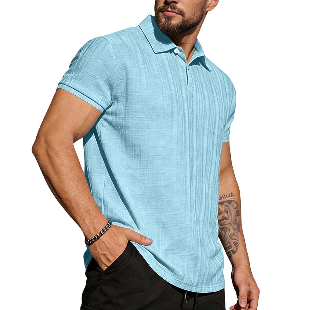 Men's Short Sleeve  Collar T-shirt Casual Lapel Top