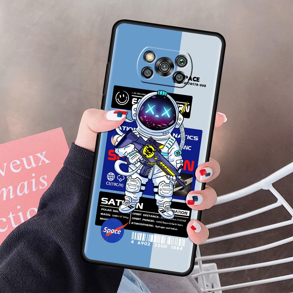 Fashion Cool Astronaut Case For Xiaomi Mi Poco X3 Pro X4 NFC F3 GT M3 M4 F4 F1 11 Lite 5G NE 11T 10T 9T 12 12X Soft Phone Cover