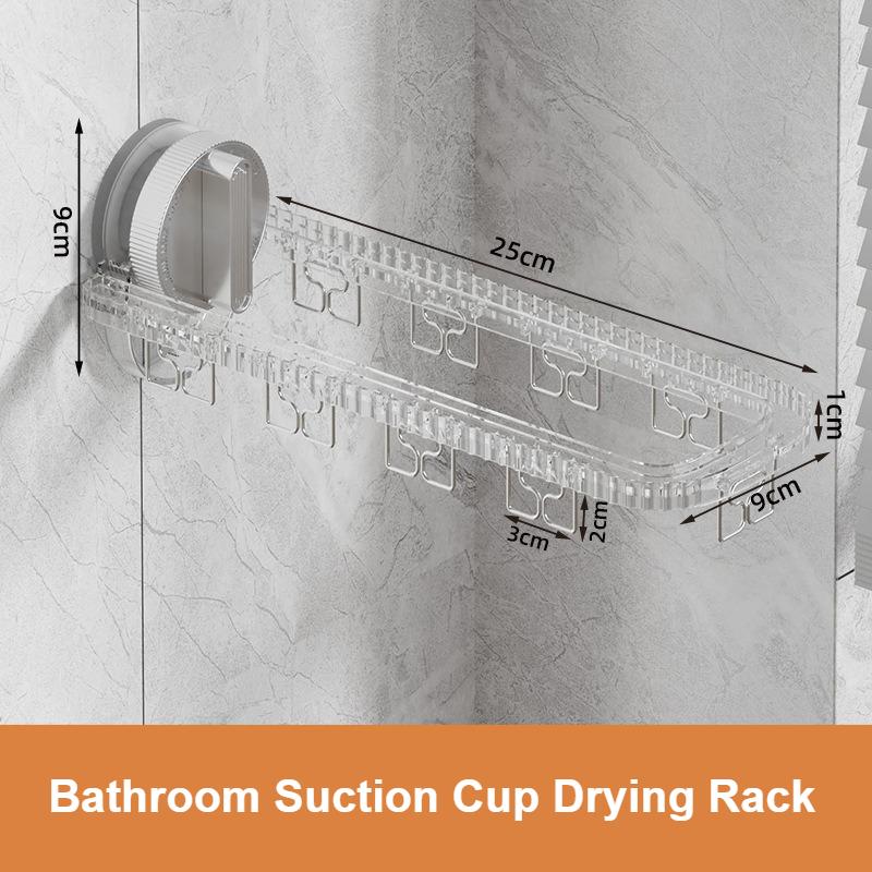 Bathroom Suction Cup Drying Rack Folding Socks Drying Rack Household Clothes Rack Multi Clip Drying Socks Artifact Hanger