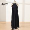 Pleated Skirt Women Women's Sheer Lace Halter Maxi Dress, Sleeveless Floral Off Shoulder Dress Patchwork A-line Long Summer Vacation Flowy Sundress