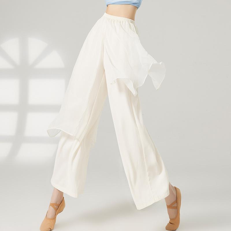 

Modern Dance Practice Dance Pants Women Loose Costume Classical Dance Elegant Fairy Chiffon Wide Leg Stage Performance Pants M белый