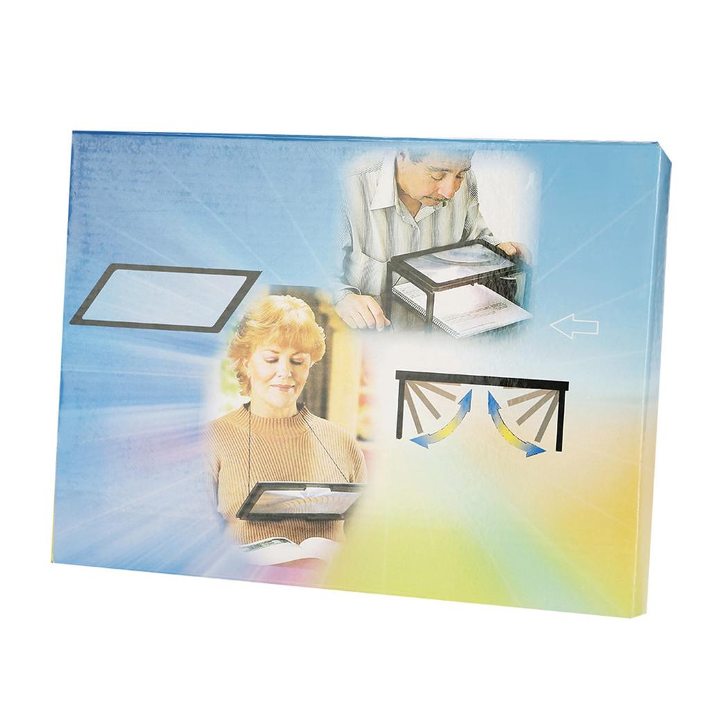 Foldable Ultrathin A4 Full Page Magnifying Glass with 3X Magnifier 4 LED Lights for Reading