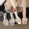 Women's Slippers Sandals Summer 2026 Fashion Jelly High Heel Slippers Pearl Bowknot Sexy Outdoor Beach Shoes Women Shoes