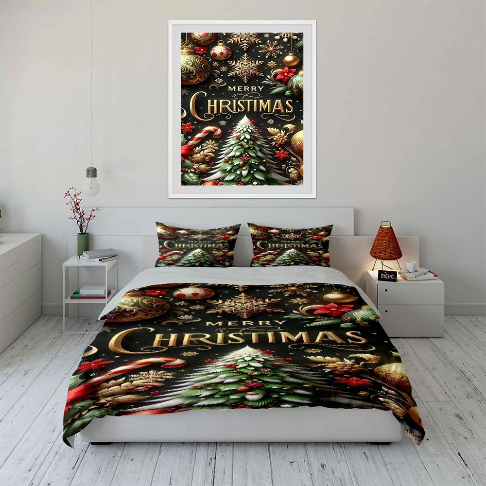 Golden festive elegance Bedding sets Duvet cover sets Duvet covers Pillowcases(1*Duvet Cover 2*Pillowcases without duvet insert)