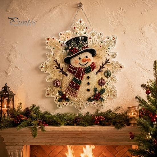 Funkelndes Edelstein-Kunstprojekt Weihnachts-Faux-Perlen-Malerei Sonnenfänger-Set, Acryl-Schneeflockenförmige Platte mit Spitze Kreatives Geschenk für Frauen Kante, 3D