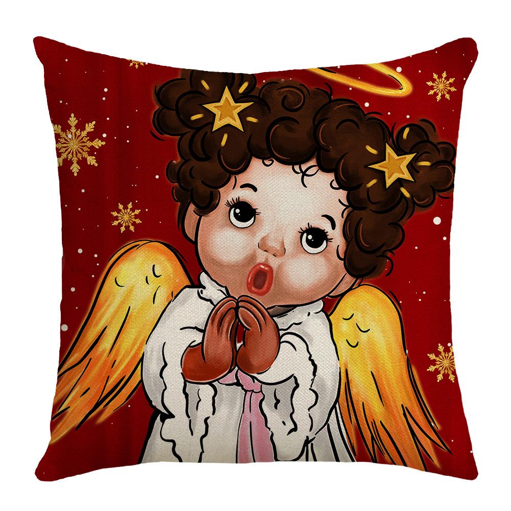 

Рождественская наволочка на подушку с лосем, красная клетчатая, с принтом маленького ангела, праздничная наволочка на диванную подушку 45 * 45Cm (excluding pillow core)