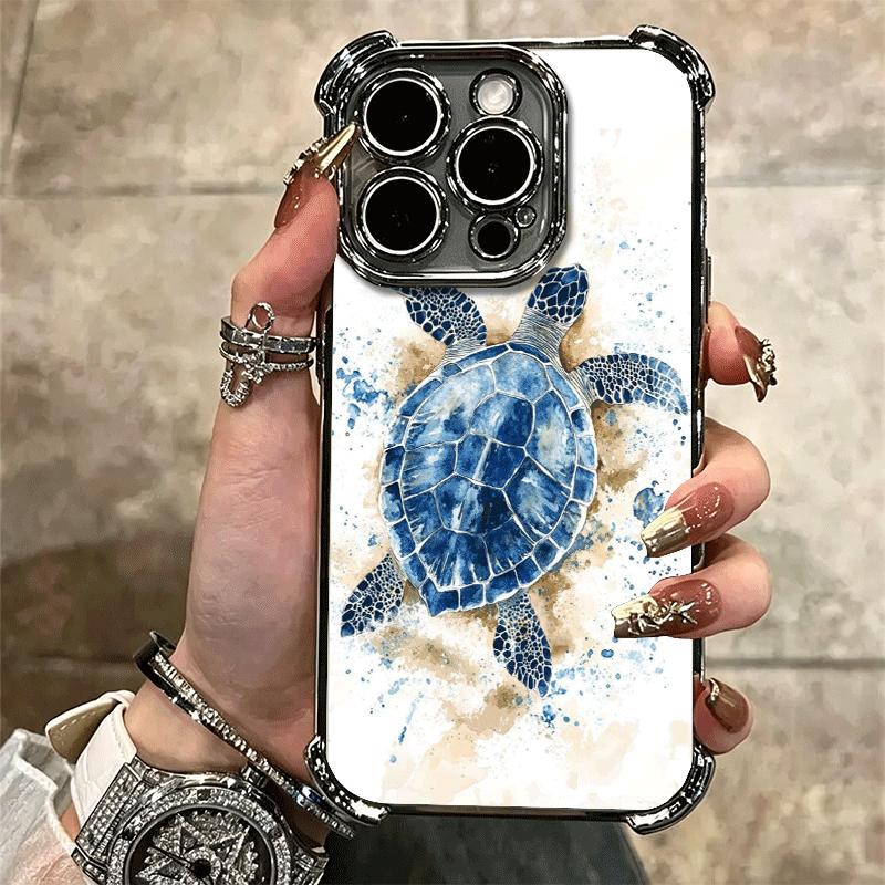 Sea Turtle Art Aesthetics Soft Phone Case For iPhone 15 16 17 Air 14 Pro Max 16E Plus 13 12 Mini Plating Anti-Fall Fundas