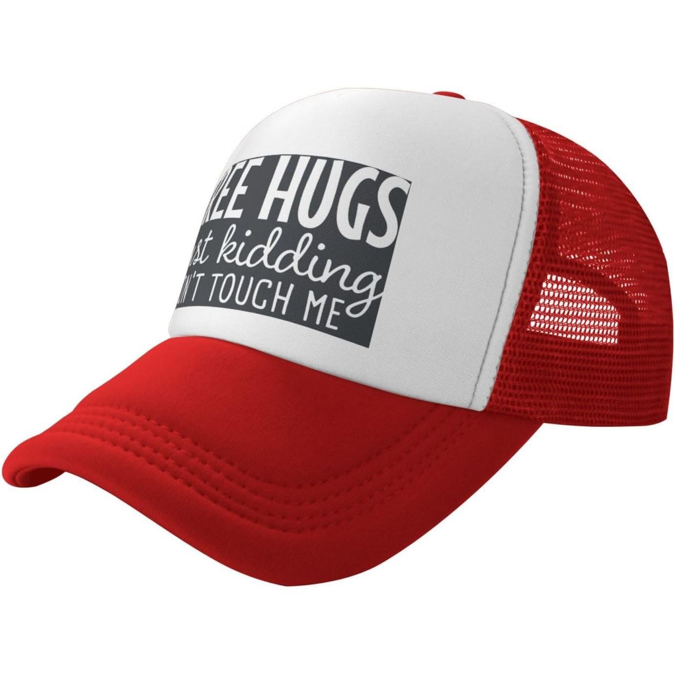 Free Hugs Just Kidding Dont Touch Me Trucker Hat Polyester Mesh Adjustable Baseball Cap Adult Casual XS(old)