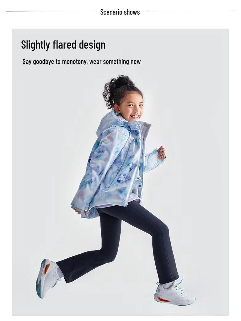 Girls' Fleece-Lined Micro-Flare Yoga Pants - 2024 Autumn/Winter Collection