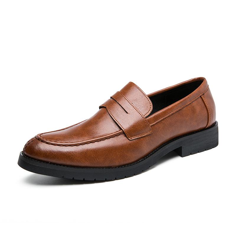 Men's New One-pedal Leather Shoes, Four-season Retro British Foot Loafers, Breathable Lazy Casual Flats
