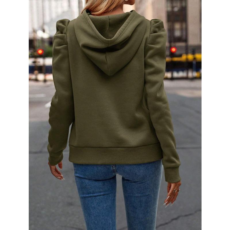 VEZFAA Damen-Kapuzenpullover und Sweatshirts mit modischem, lässigem, einfarbigem Druck und langen Ärmeln