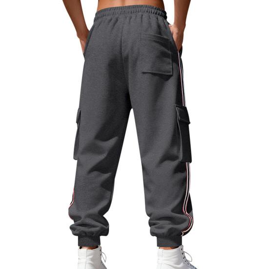 Men Winter Jogger Pants Drawstring Waist Gym Sweatpants Thickened Warm Cargo Pants Baggy Track Pants for Jogging Running Workout