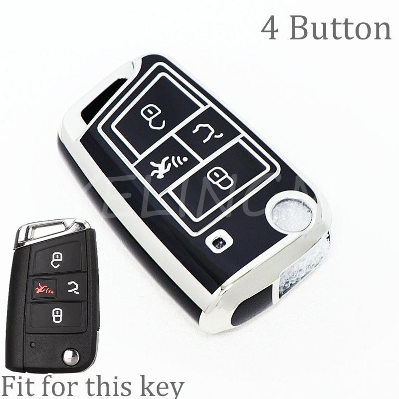 4 Buttons Auto Tpu Car Key Case Cover Fob For Volkswagen Vw Golf 7 Alltrack Mk7 Tiguan Seat Ateca Leon Ibiza Skoda Octavia