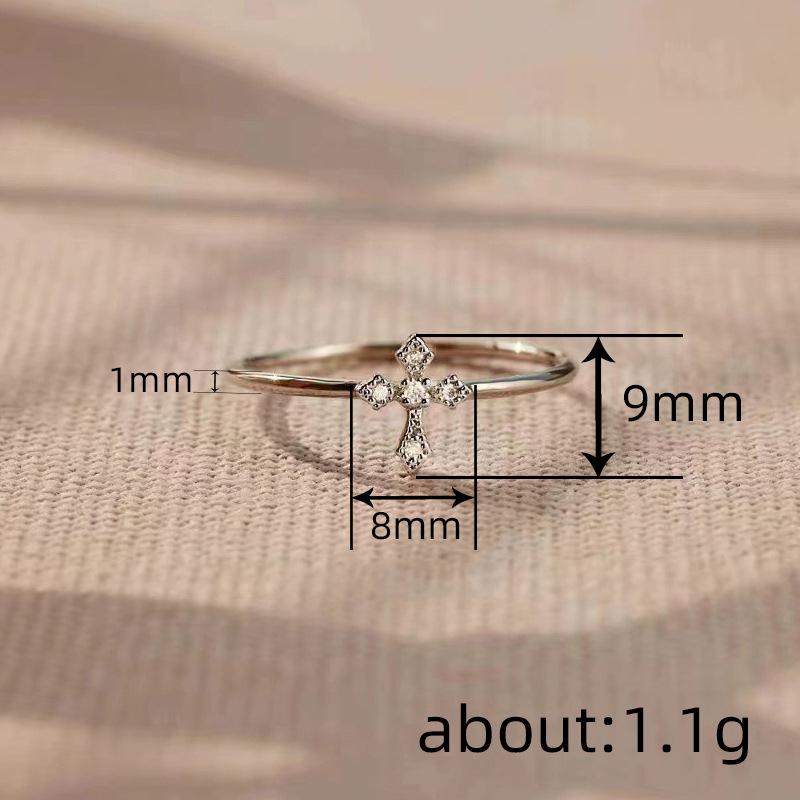 Huitan Cross Design Women Ring Simple Style Versatile Chic Accessories for Party Daily Fashion Dainty Jewelry Inlaid Shining CZ