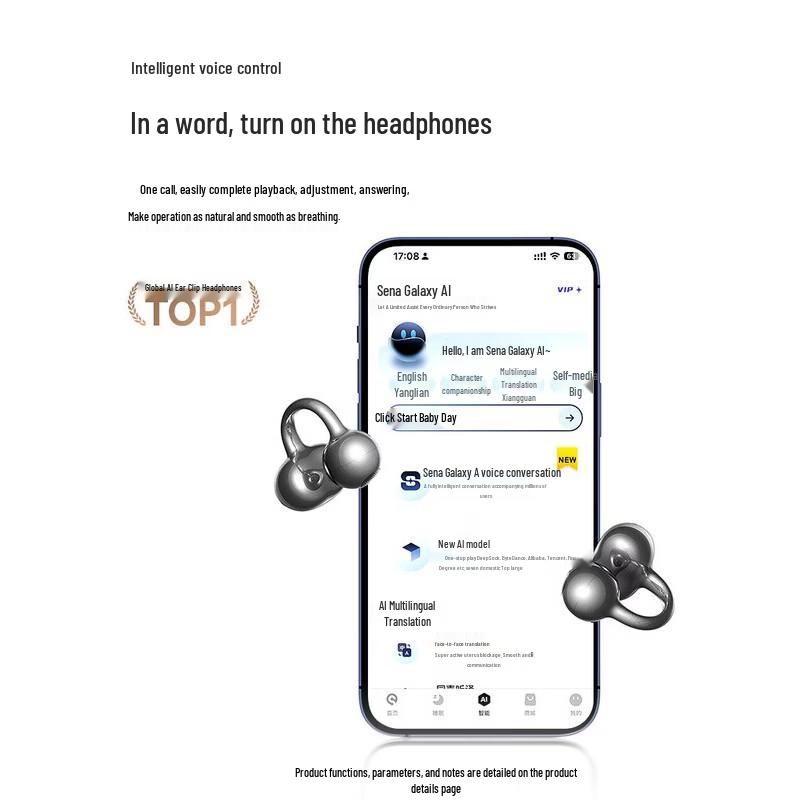 Sanag S8S Ultra AI Translation Ear-Clip Sports Bluetooth Headset