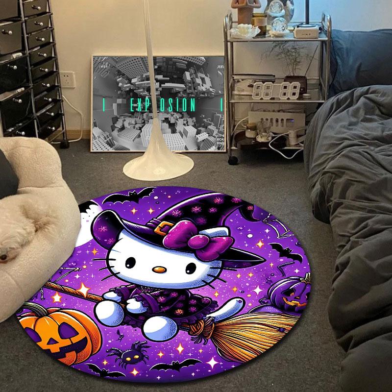Luxury Round Moon Multicolor Rug Mat, Non-Slip Floor Mat for Entryway
