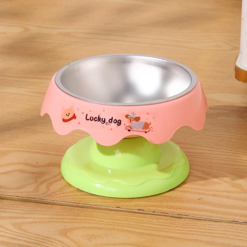 Douyin Pet Stainless Steel Cat Bowl, Dopamine Color, Non-Slip Dog Ice Cream Bowl, Neck Protection Feeding Utensils.