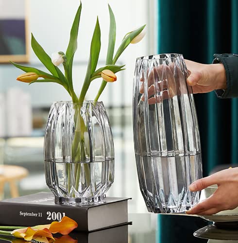 Set of 2 30cm Clear Glass Vases, Flower Bases, Glass Bottles, Perfect for Arranging Flowers, Hydroponics, Ikebana, and Artificial Flowers, Stylish and