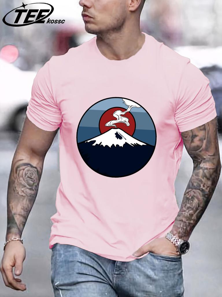 Fuji Volcano Japan Mount Fuji Men Retro TShirts Cotton AllMatch T Shirt Trendy Street Short Sleeve Unisex ONeck Soft Clothes