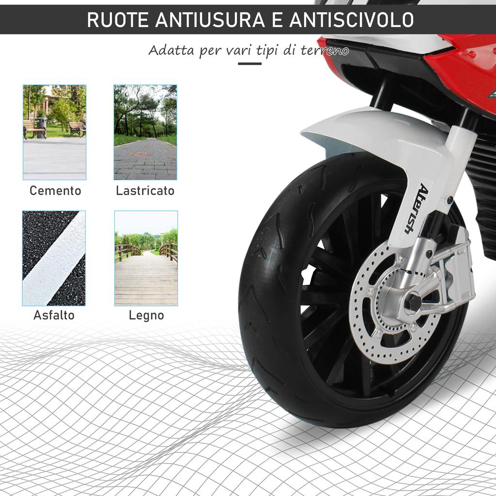 Motocicletta Elettrica per Bambini 3-8 Anni con Licenza BMW, Batteria 12V, Rotelle Ausiliarie e Luci, 110x47x69 cm