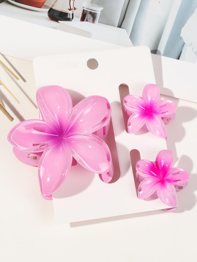 3 Pcs Hawaiian Hair Claw Clip for Women,Flower Marble Vein Hairpin Barrette Summer Vacation Beach Cute Fashion Hair Accessories