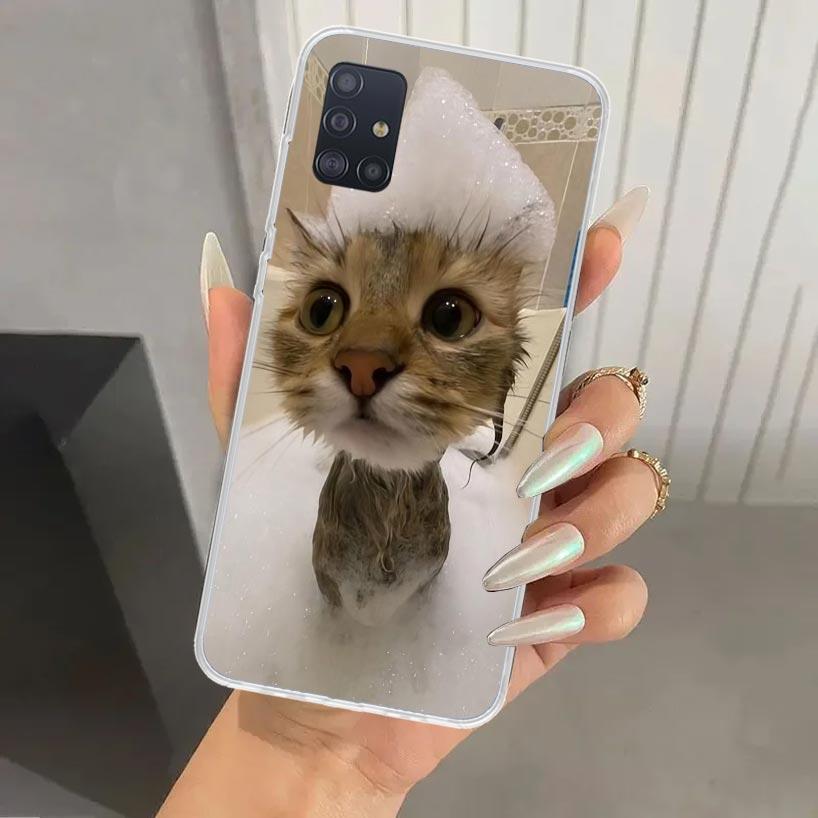 Pet Cat Funny Memes Phone Case for Samsung Galaxy A52 A32 A22 A12 A02S A50S A30S A10S Note 20 Ultra 10 Plus S10 A31 A20 A71 A72